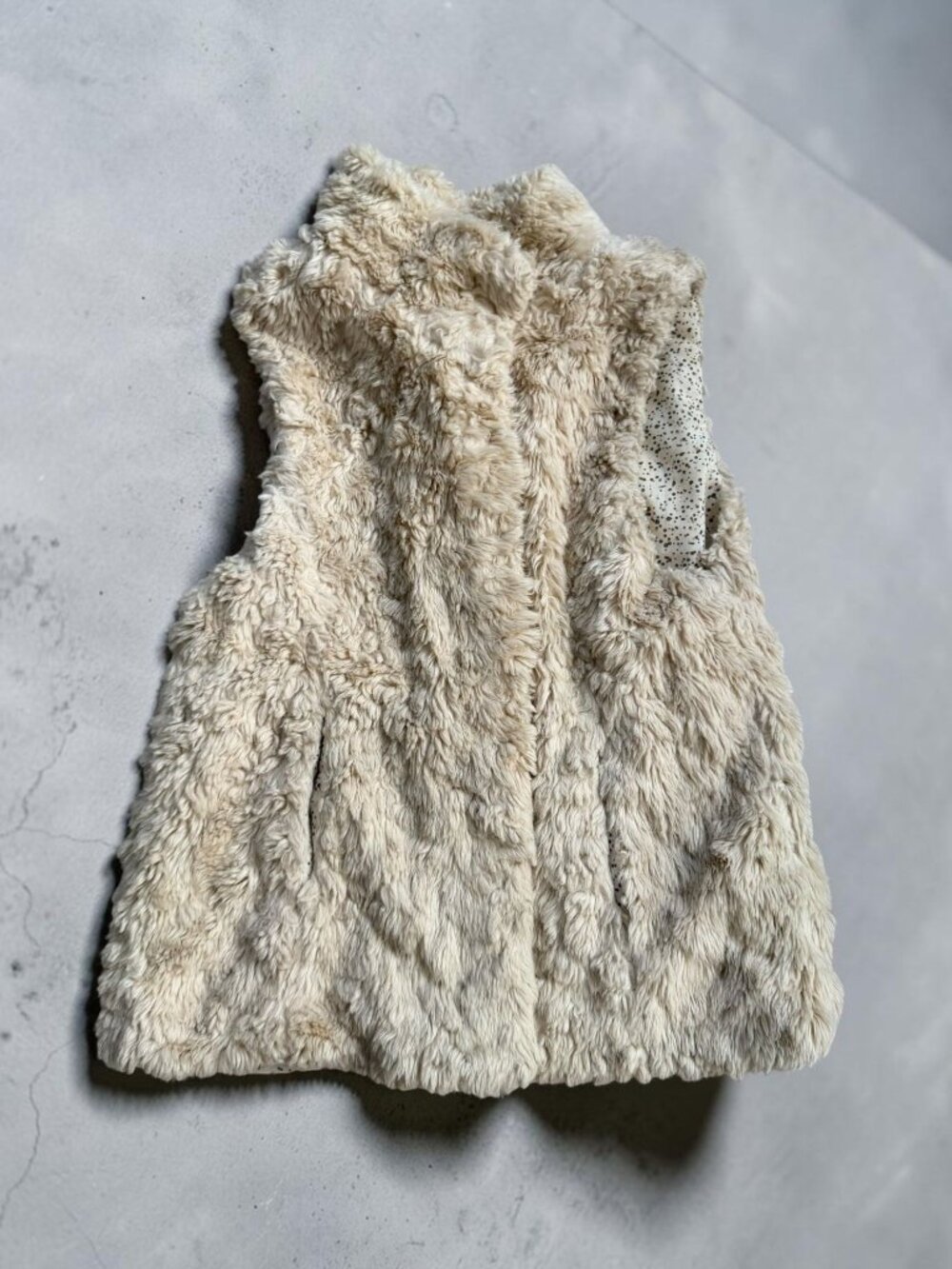 ZARA Girls Beige Faux Fur Luxe Vest Size 11/12